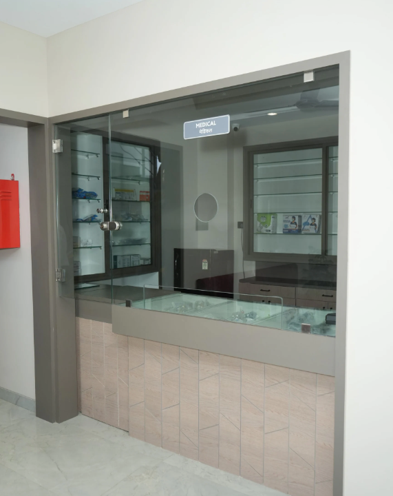 In-house medical and pharmacy counter at New Life Hospital